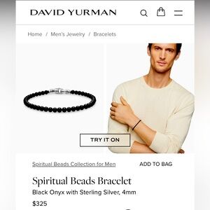 David Yurman spiritual beads, black onyx beads and sterling silver clasp